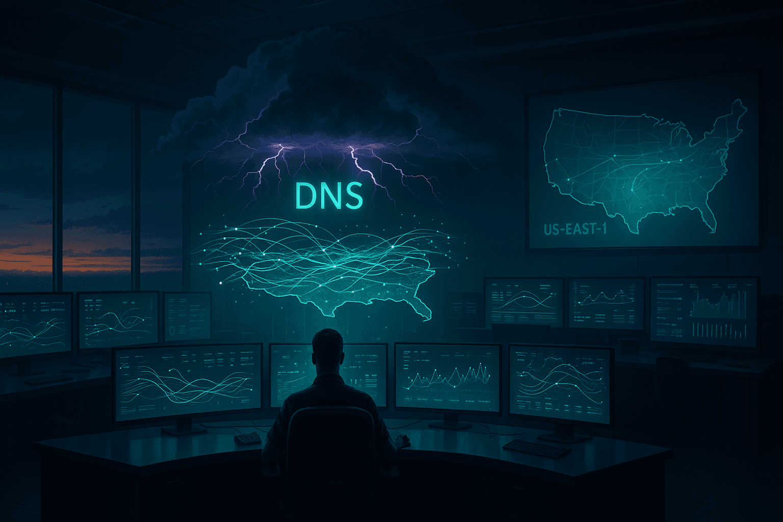 Illustration of resilient DNS control planes steering around a regional outage
